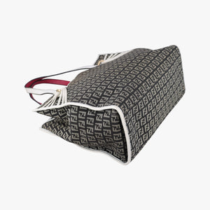 Pre-owned Fendi Zucca Pattern Tote Navy × White Canvas×Leather 8BH153 handbag | stylenewstar