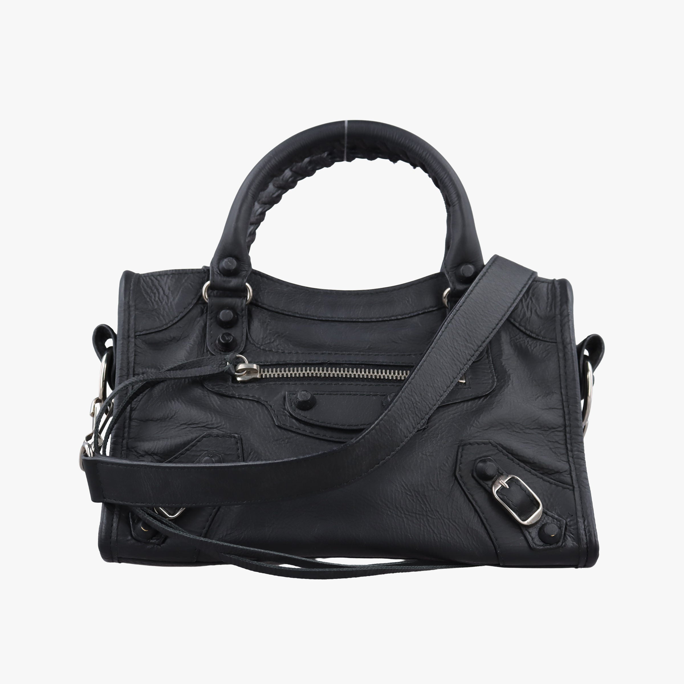 Pre-owned Balenciaga Classic City Mini Black lambskin  shoulderbag | stylenewstar