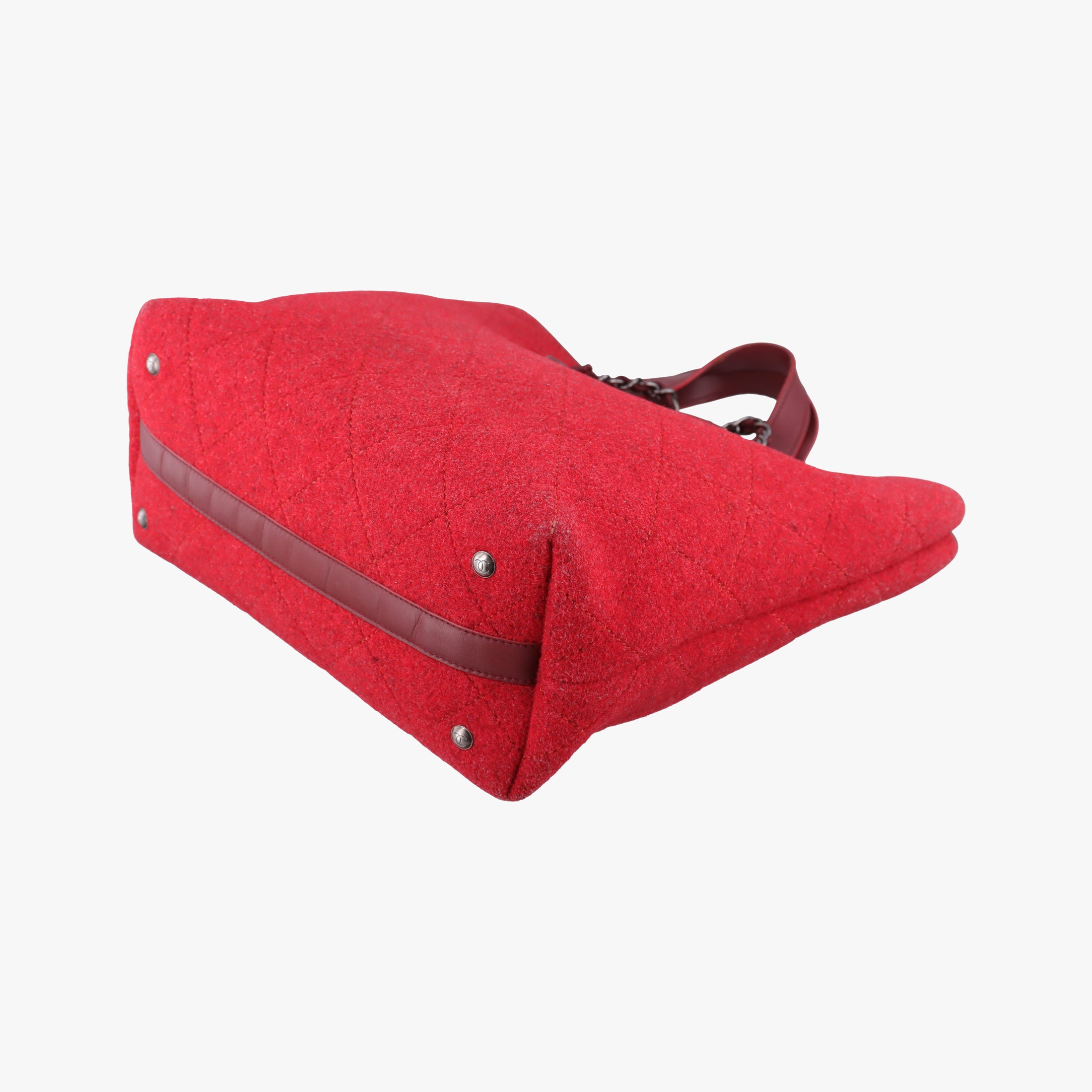 Vintage Chanel Matelasse Pop tote Red Leather x Felt  shoulderbag | stylenewstar