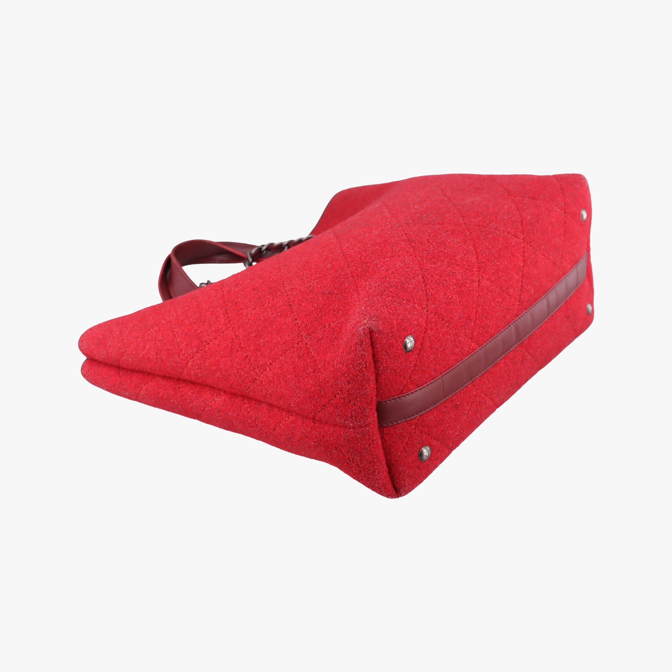 Vintage Chanel Matelasse Pop tote Red Leather x Felt  shoulderbag | stylenewstar