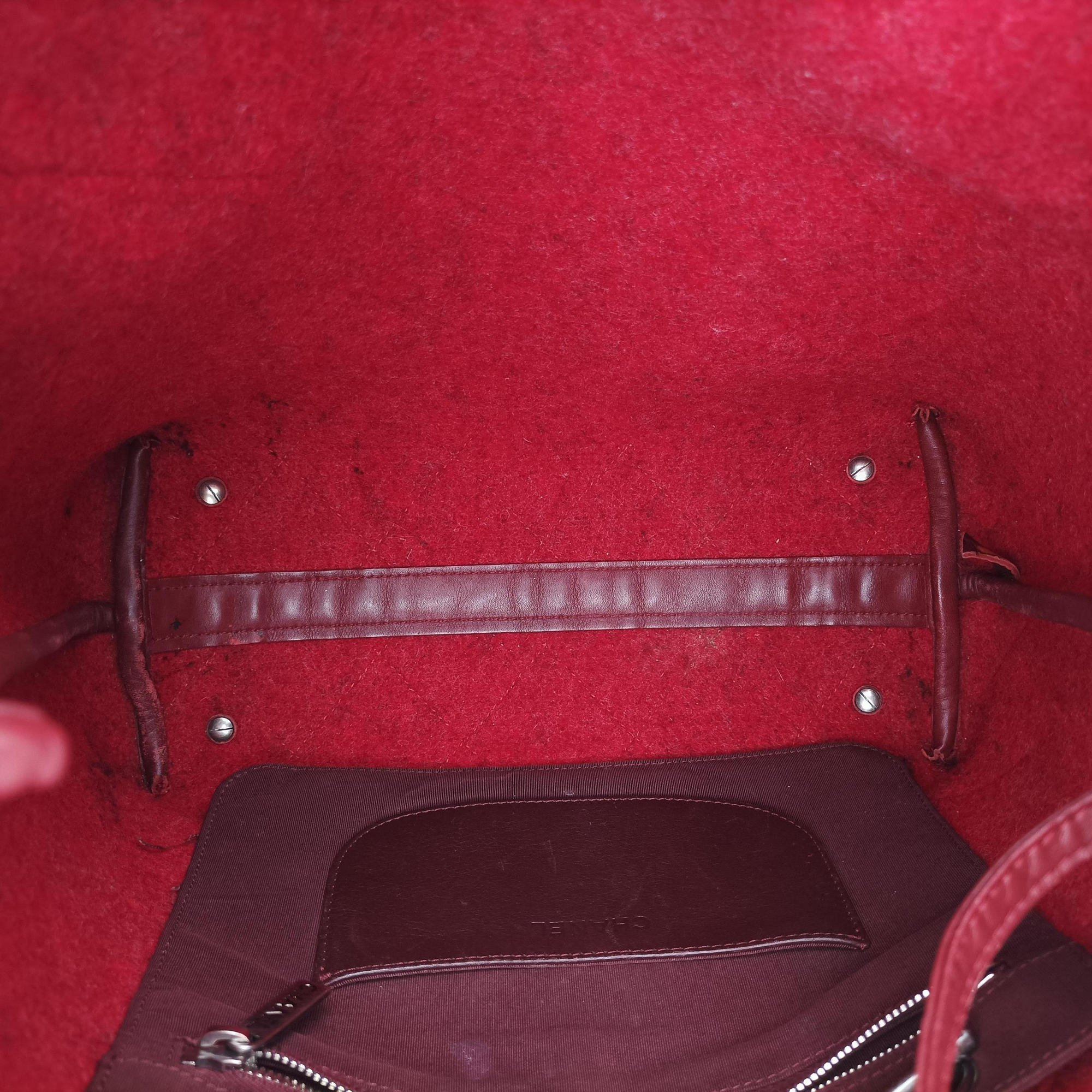 Vintage Chanel Matelasse Pop tote Red Leather x Felt  shoulderbag | stylenewstar