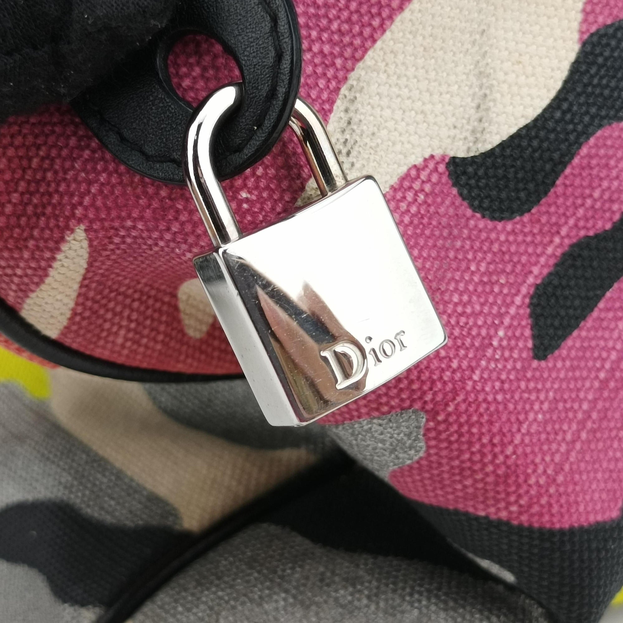 Pre-owned Christian Dior Camouflage Print Bowler Multicolour canvas  handbag | stylenewstar