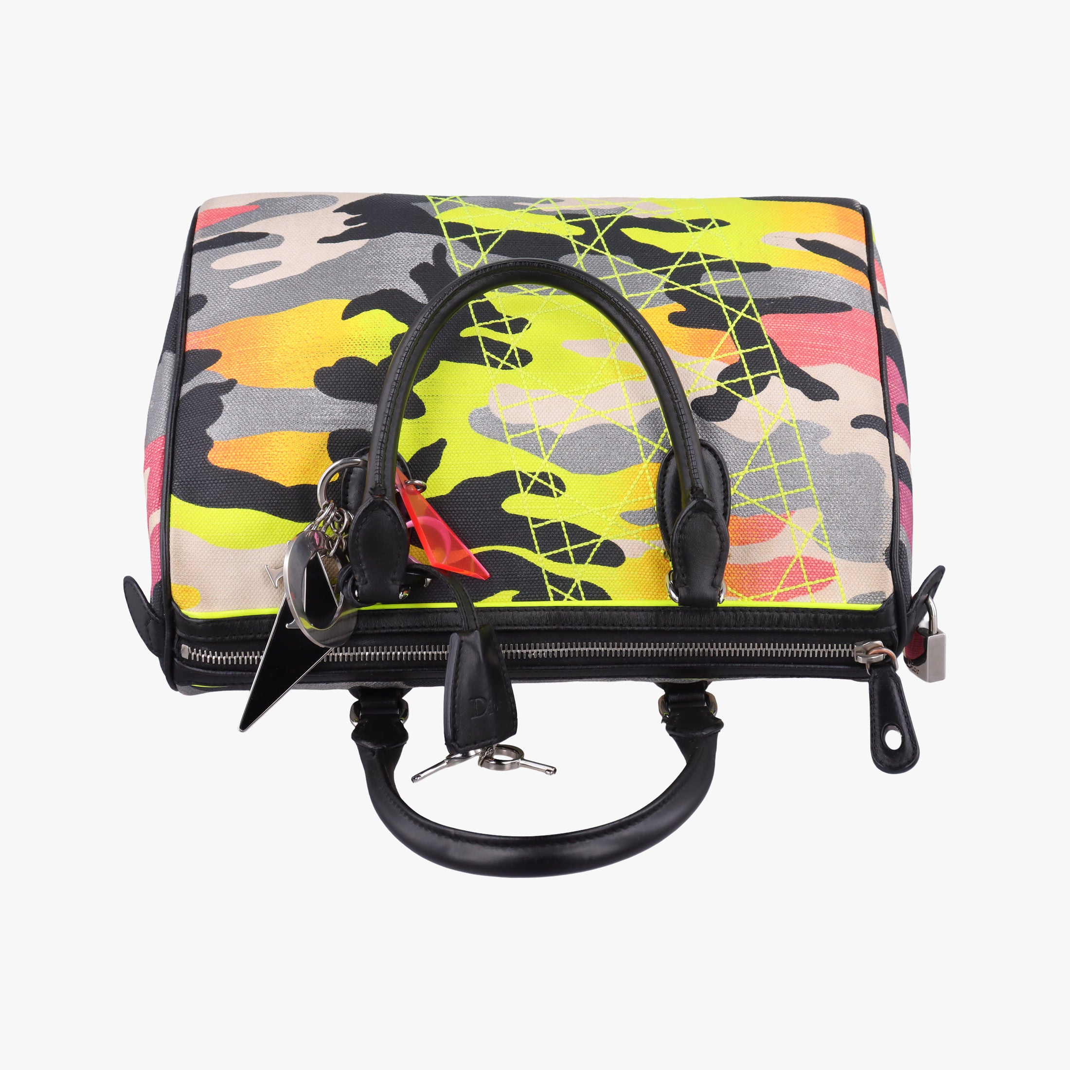 Pre-owned Christian Dior Camouflage Print Bowler Multicolour canvas  handbag | stylenewstar