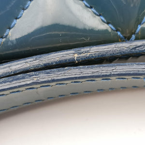 Pre-owned Chanel Mademoiselle Bowling Blue Patent Leather A50558 shoulderbag | stylenewstar