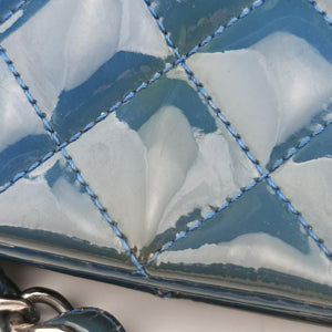 Pre-owned Chanel Mademoiselle Bowling Blue Patent Leather A50558 shoulderbag | stylenewstar