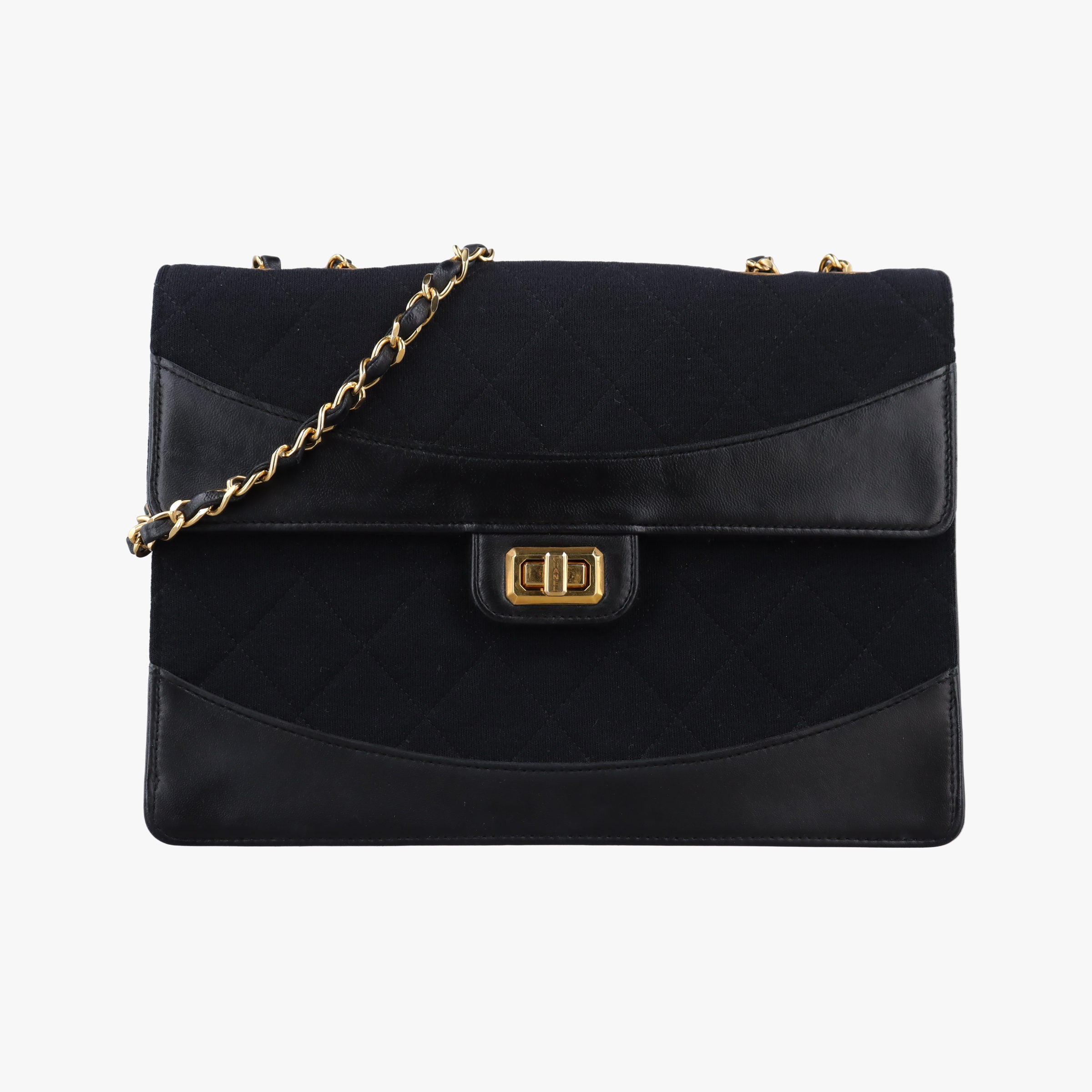Secondhand Chanel Matelasse Black Lambskin × Cotton  shoulderbag | stylenewstar