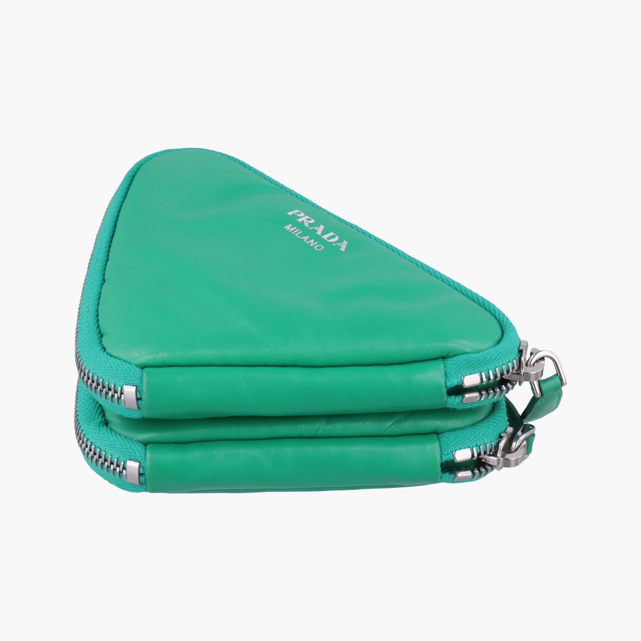 Pre-owned Prada triangle mini Green Leather 1NR015 shoulderbag | stylenewstar