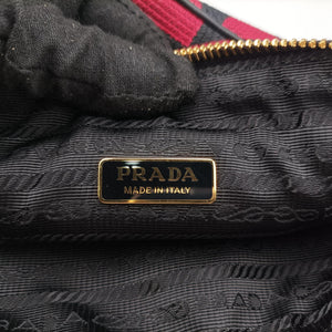 Secondhand Prada Triangolo Triangle Black×Red Jacquard × leather 1BC176 shoulderbag | stylenewstar