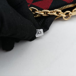 Secondhand Prada Triangolo Triangle Black×Red Jacquard × leather 1BC176 shoulderbag | stylenewstar