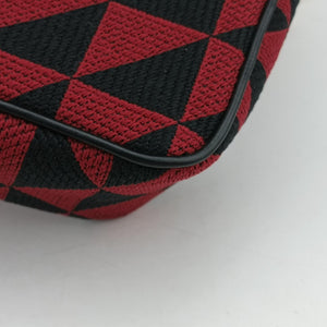 Secondhand Prada Triangolo Triangle Black×Red Jacquard × leather 1BC176 shoulderbag | stylenewstar