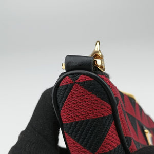 Secondhand Prada Triangolo Triangle Black×Red Jacquard × leather 1BC176 shoulderbag | stylenewstar