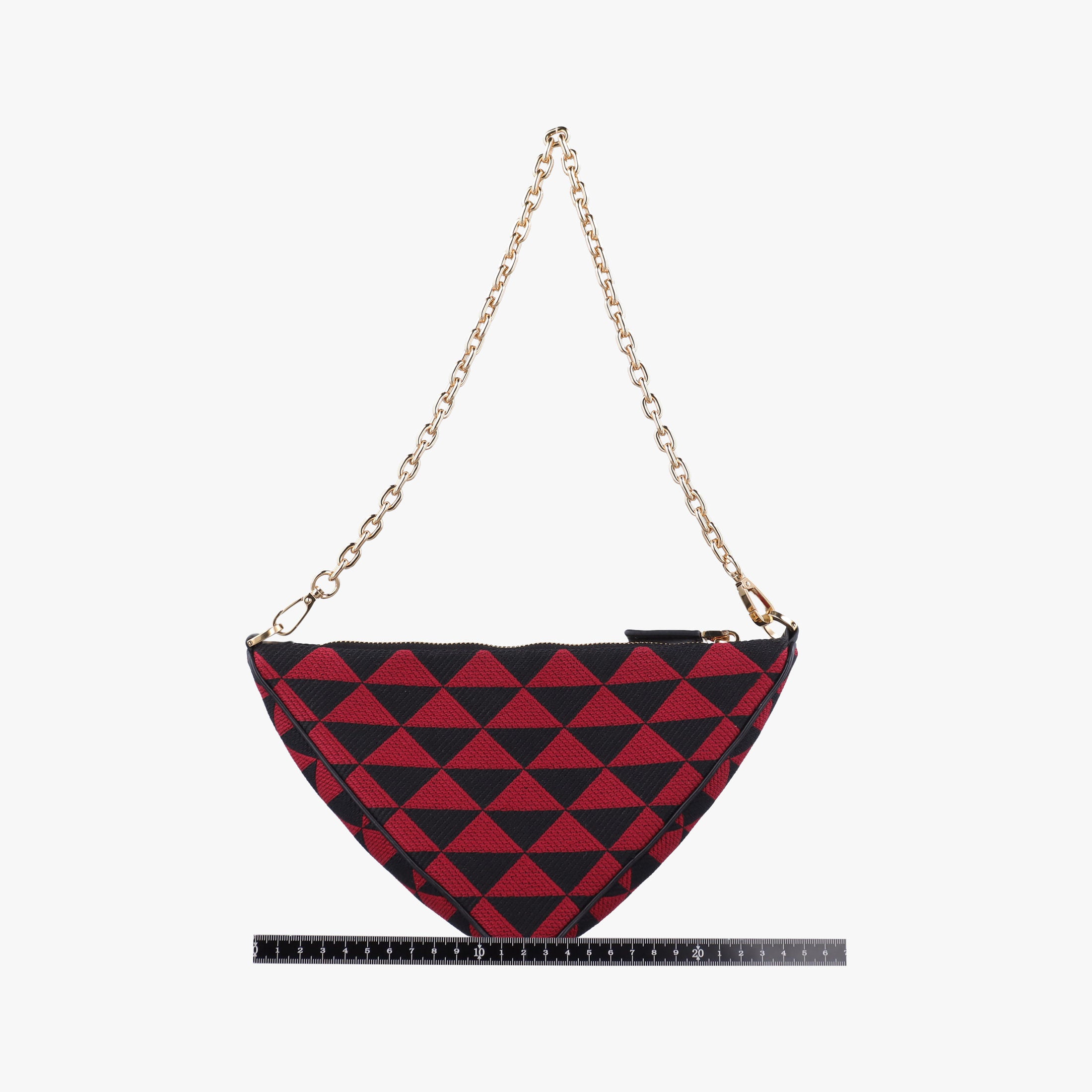 Secondhand Prada Triangolo Triangle Black×Red Jacquard × leather 1BC176 shoulderbag | stylenewstar