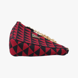 Secondhand Prada Triangolo Triangle Black×Red Jacquard × leather 1BC176 shoulderbag | stylenewstar