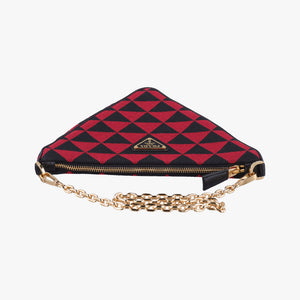 Secondhand Prada Triangolo Triangle Black×Red Jacquard × leather 1BC176 shoulderbag | stylenewstar