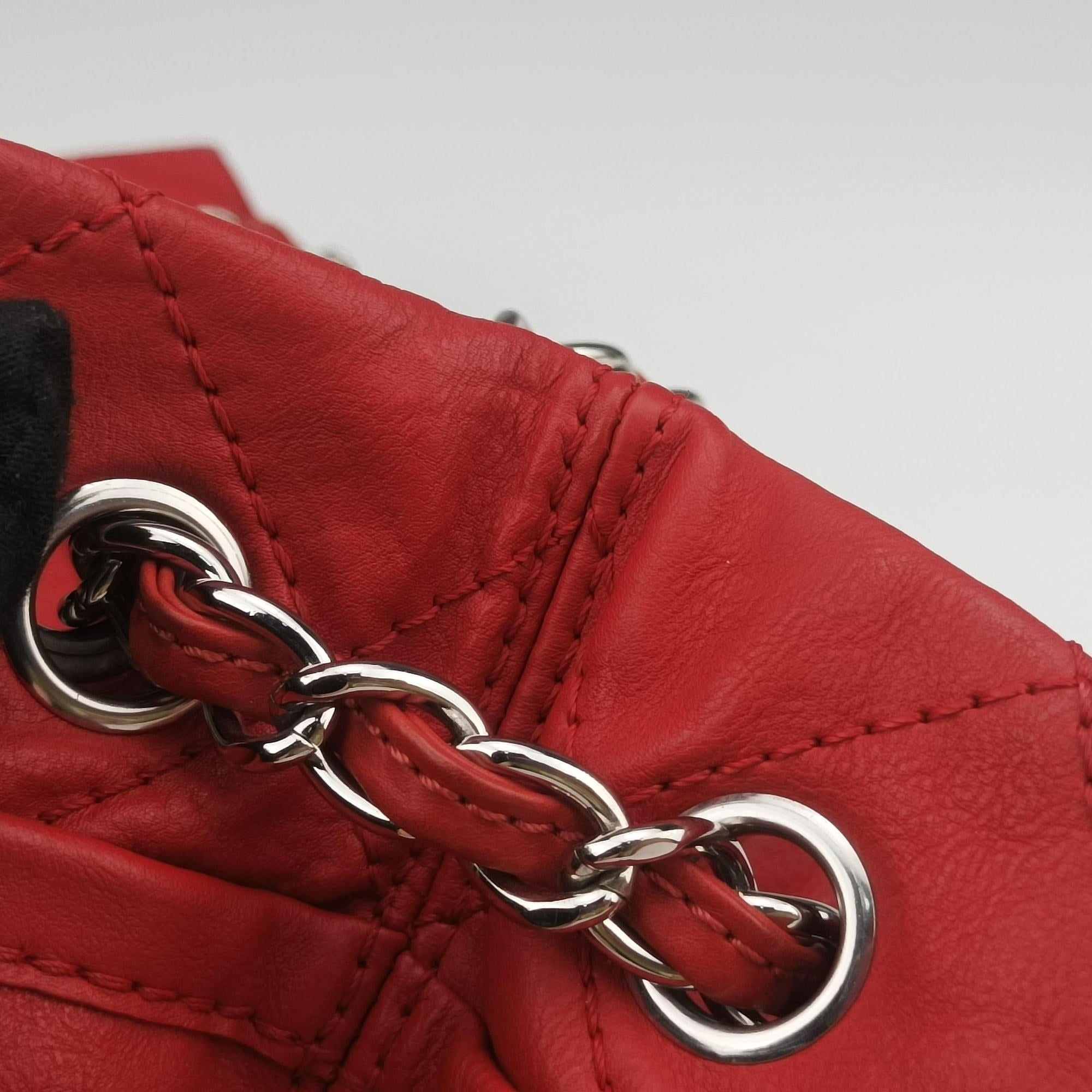 Pre-owned Chanel Natural Beauty Tote Shopper Red Leather A48860 shoulderbag | stylenewstar