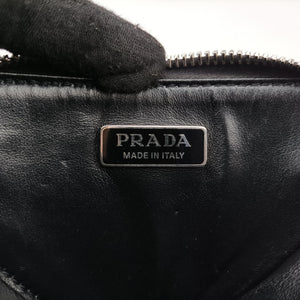 Pre-owned Prada Triangle Chain Pouch Black Leather  shoulderbag | stylenewstar