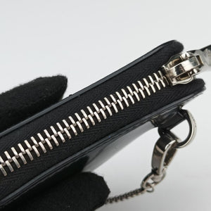Pre-owned Prada Triangle Chain Pouch Black Leather  shoulderbag | stylenewstar