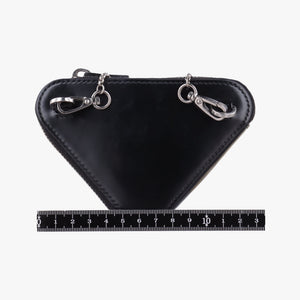 Pre-owned Prada Triangle Chain Pouch Black Leather  shoulderbag | stylenewstar