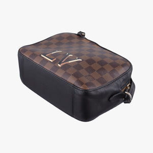Pre-owned Louis Vuitton SANTA MONICA EBENE×Noir Damier Canvas×Leather N40189 shoulderbag | stylenewstar