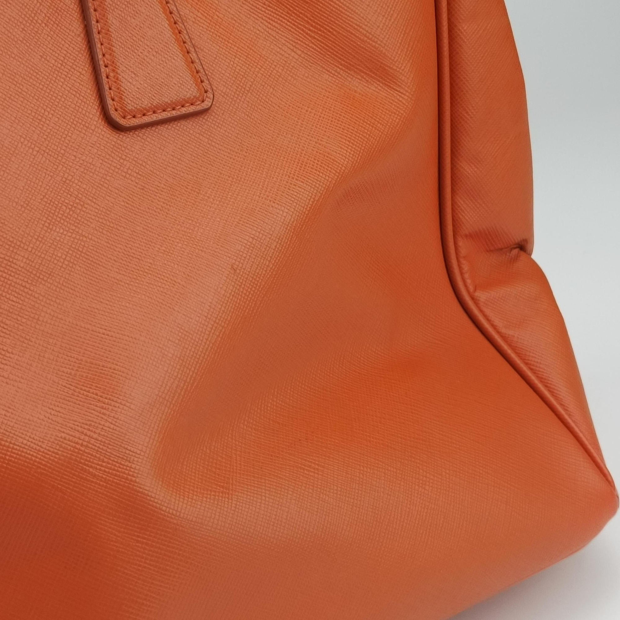 Pre-owned Prada Galleria Orange SAFFIANO Leather BN1844 handbag | stylenewstar
