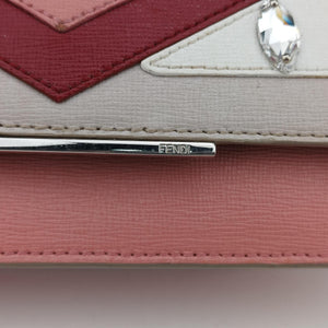 Pre-owned Fendi Monster Eyes Tube Pink×Red×Gray Leather 8M0346 shoulderbag | stylenewstar