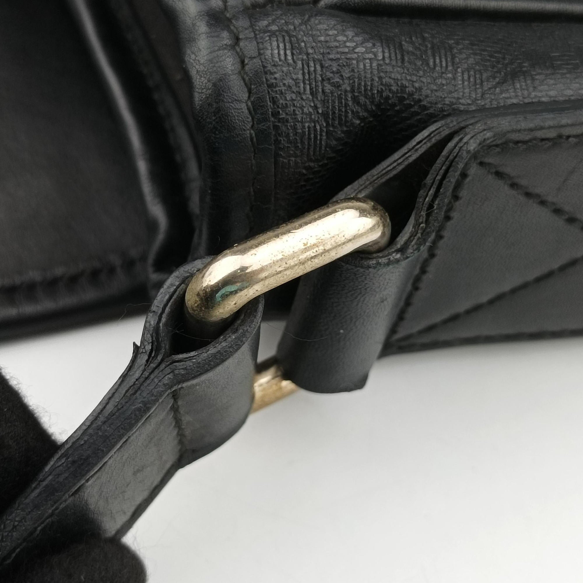 Pre-owned Gucci Guccissima Messenger Black Leather 223665 shoulderbag | stylenewstar