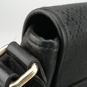 Pre-owned Gucci Guccissima Messenger Black Leather 223665 shoulderbag | stylenewstar
