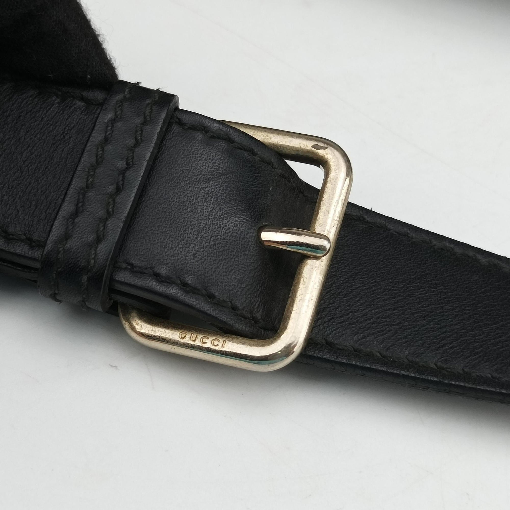 Pre-owned Gucci Guccissima Messenger Black Leather 223665 shoulderbag | stylenewstar