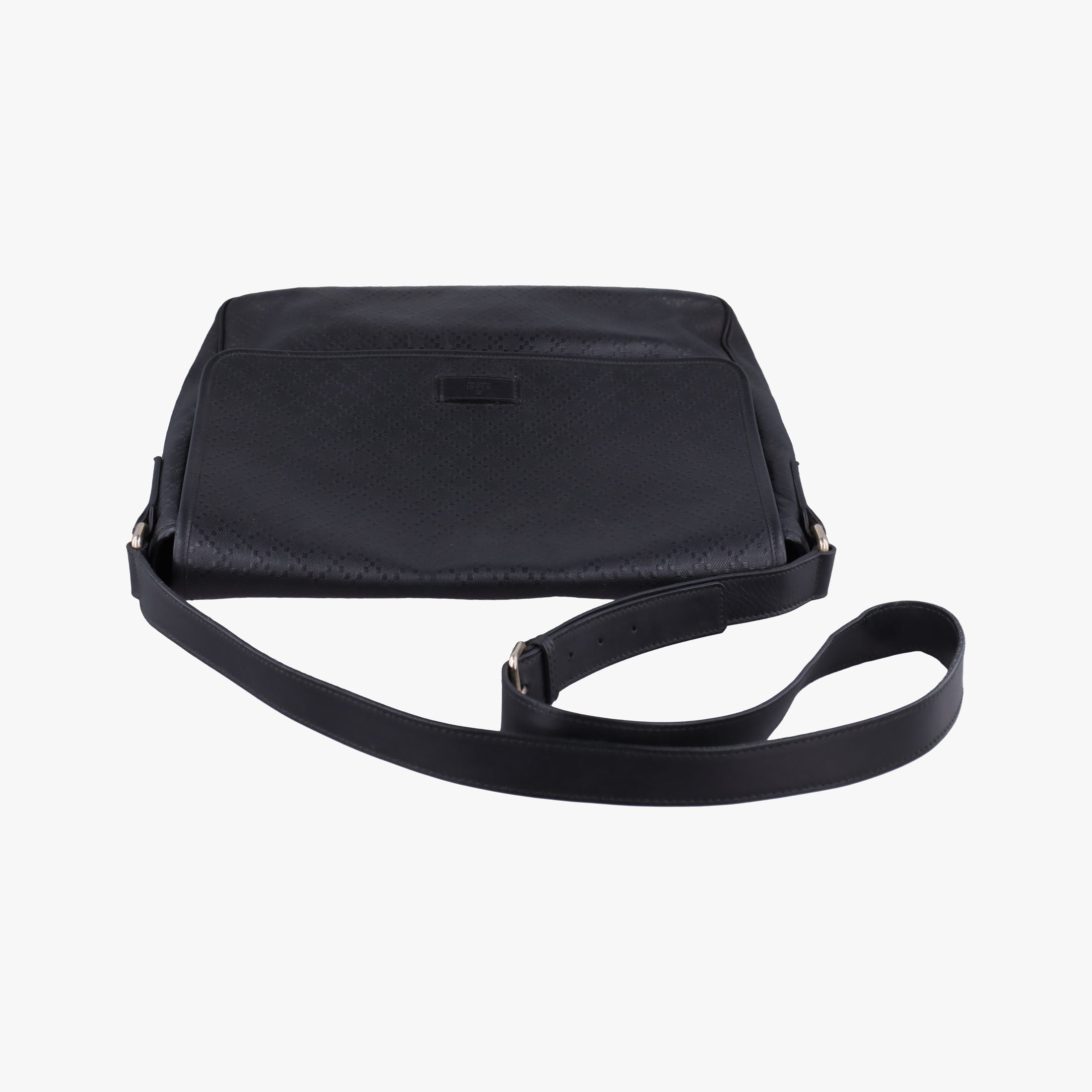 Pre-owned Gucci Guccissima Messenger Black Leather 223665 shoulderbag | stylenewstar