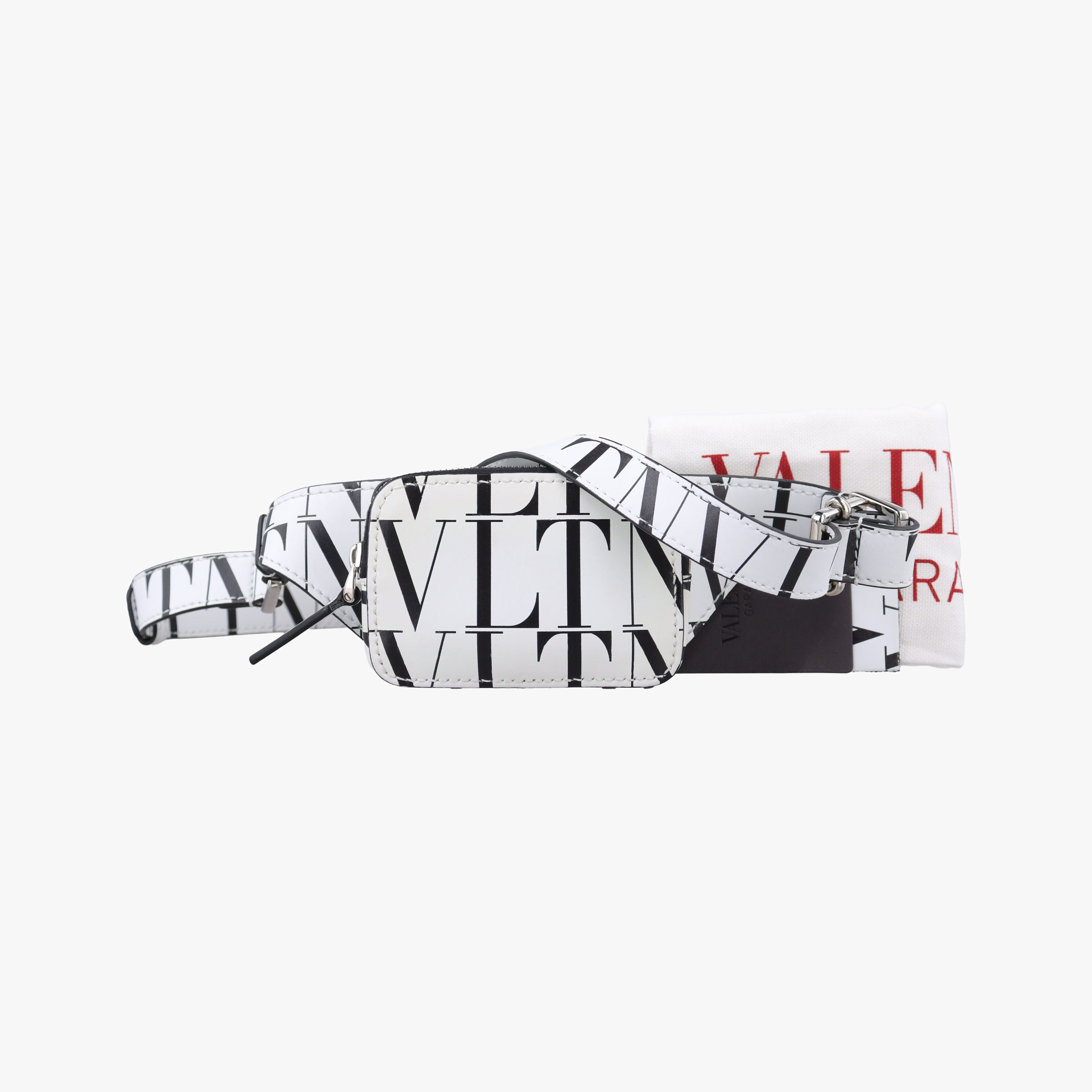 Secondhand Valentino VLTN Logo White x Black Leather  bum bag/waist bag | stylenewstar