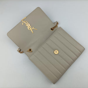 Pre-owned Yves Saint Laurent VICKY White Leather 554125 shoulderbag | stylenewstar