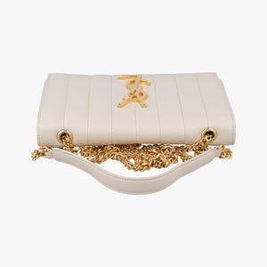 Pre-owned Yves Saint Laurent VICKY White Leather 554125 shoulderbag | stylenewstar