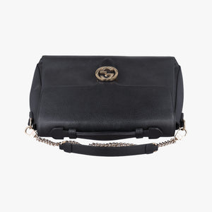 Pre-owned Gucci Interlocking G Black Leather 510306 shoulderbag | stylenewstar