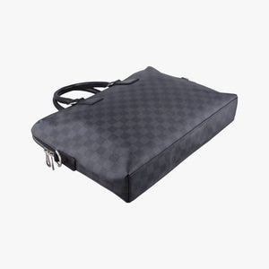 Pre-owned Louis Vuitton Porte Documents Jour Noir Damier Graphite N48224 handbag | stylenewstar