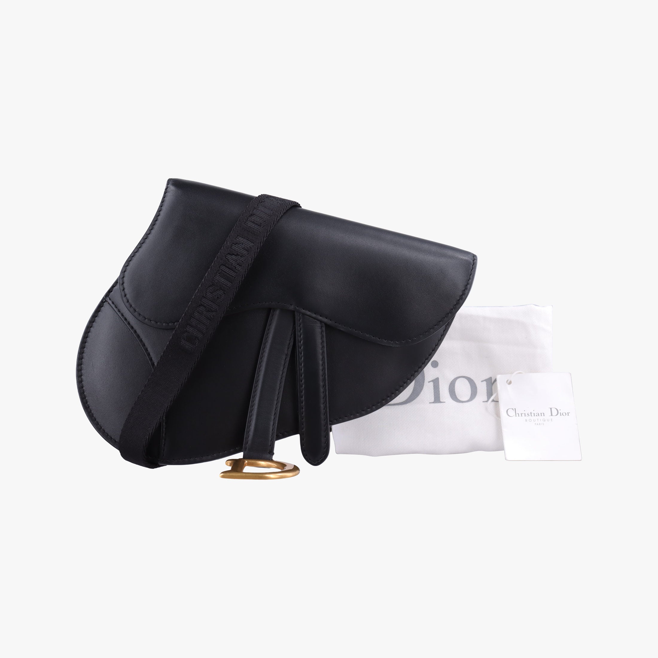 Pre-owned Christian Dior saddle Black leather  bum bag/waist bag | stylenewstar