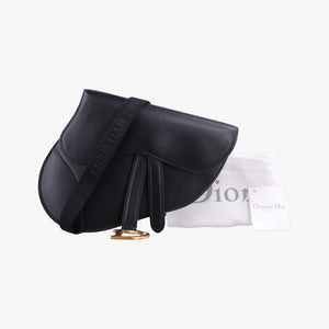 Pre-owned Christian Dior saddle Black leather  bum bag/waist bag | stylenewstar
