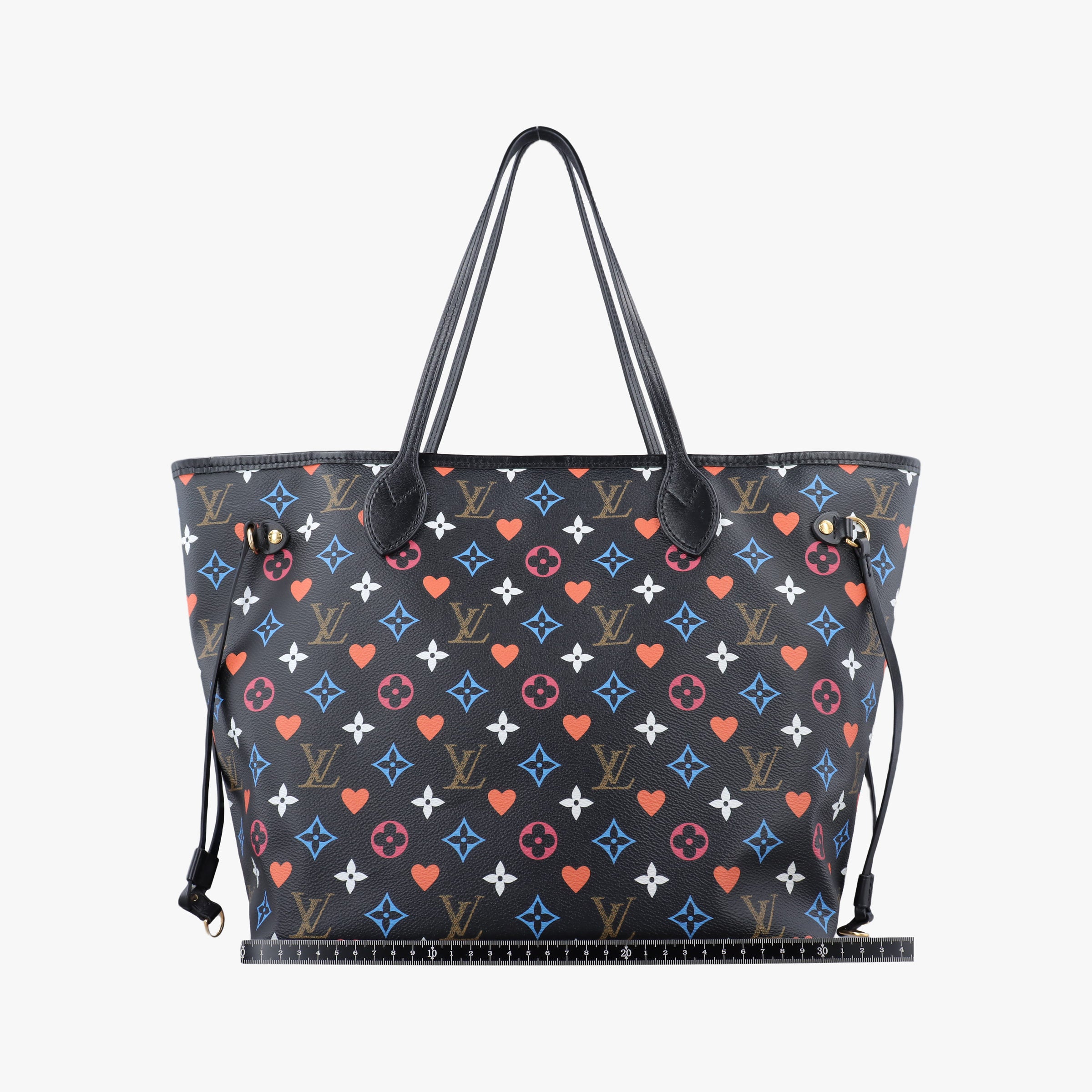 Secondhand Louis Vuitton Neverfull MM playing cards Game On Noir PVC coated canvas M57483 handbag | stylenewstar