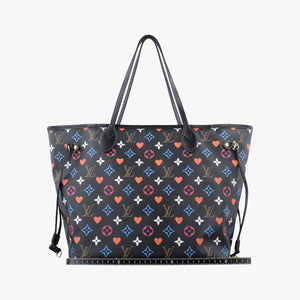 Secondhand Louis Vuitton Neverfull MM playing cards Game On Noir PVC coated canvas M57483 handbag | stylenewstar