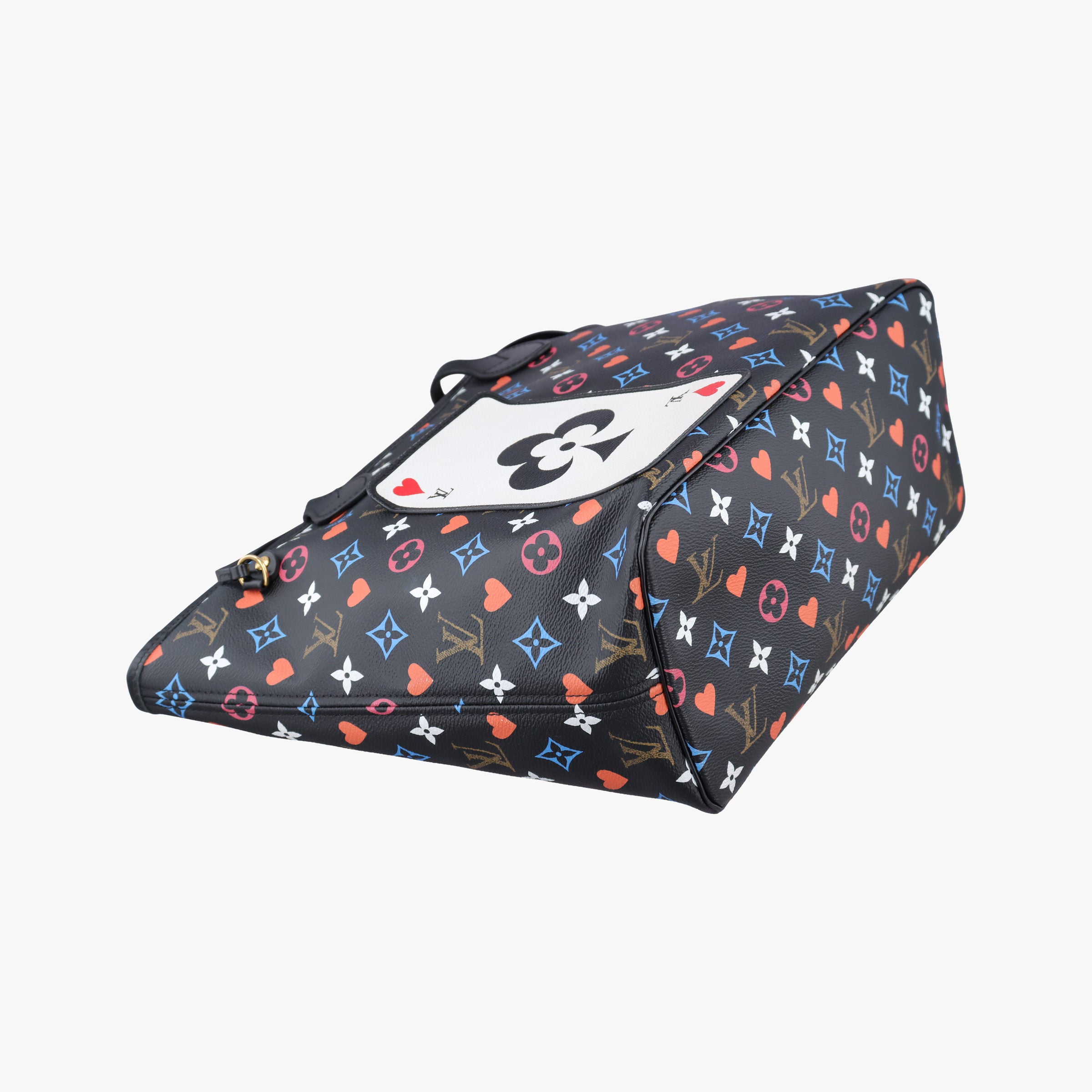 Secondhand Louis Vuitton Neverfull MM playing cards Game On Noir PVC coated canvas M57483 handbag | stylenewstar