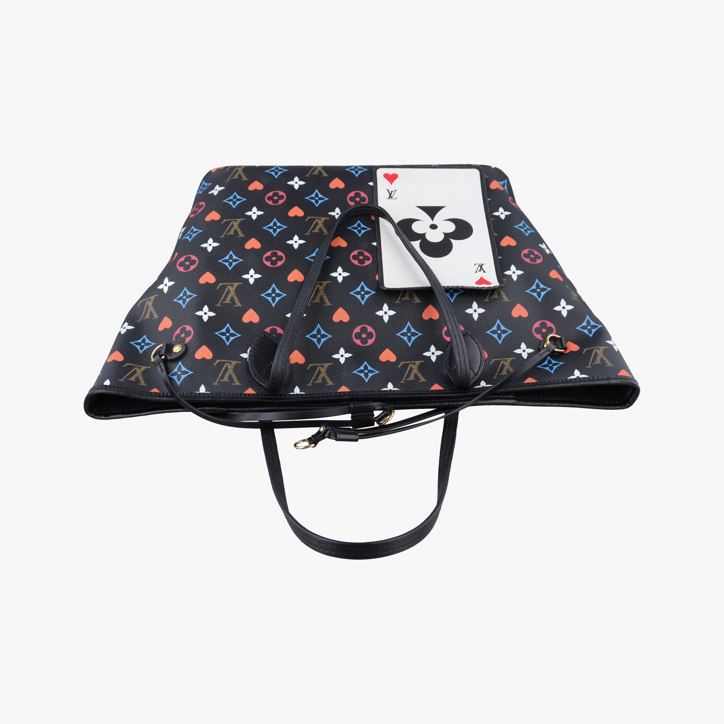 Secondhand Louis Vuitton Neverfull MM playing cards Game On Noir PVC coated canvas M57483 handbag | stylenewstar