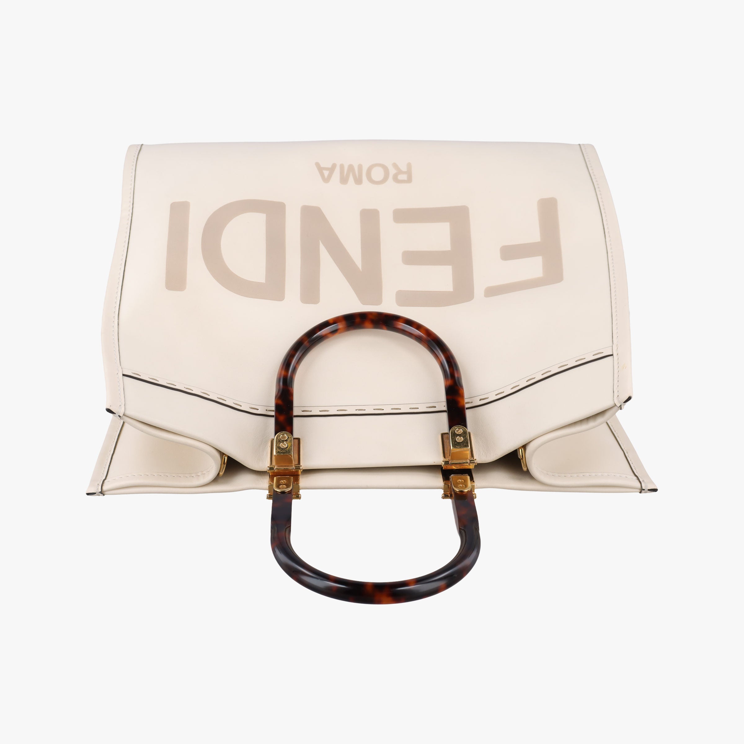 Pre-owned Fendi Sunshine White Leather 8BH386 shoulderbag | stylenewstar
