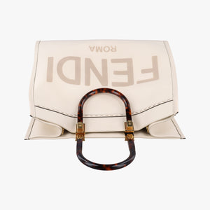 Pre-owned Fendi Sunshine White Leather 8BH386 shoulderbag | stylenewstar