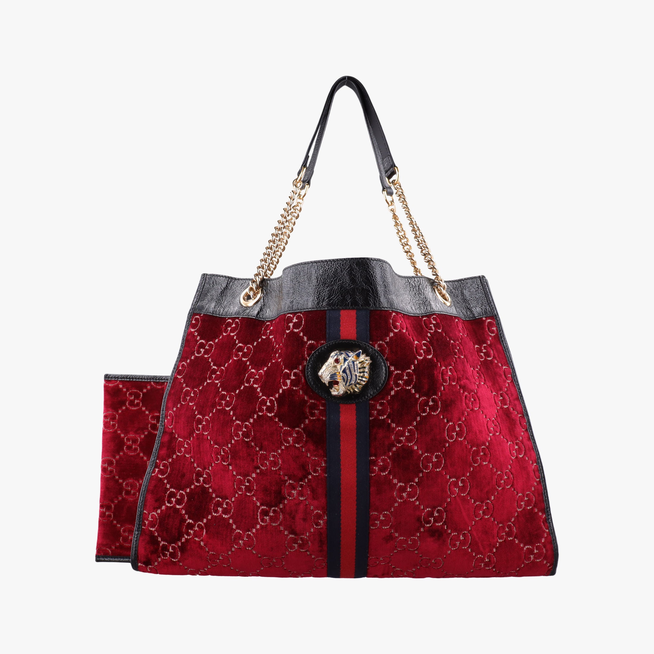 Vintage Gucci Rajah Red × Black velour × Leather 537219 shoulderbag | stylenewstar
