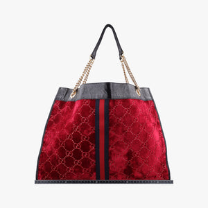 Vintage Gucci Rajah Red × Black velour × Leather 537219 shoulderbag | stylenewstar