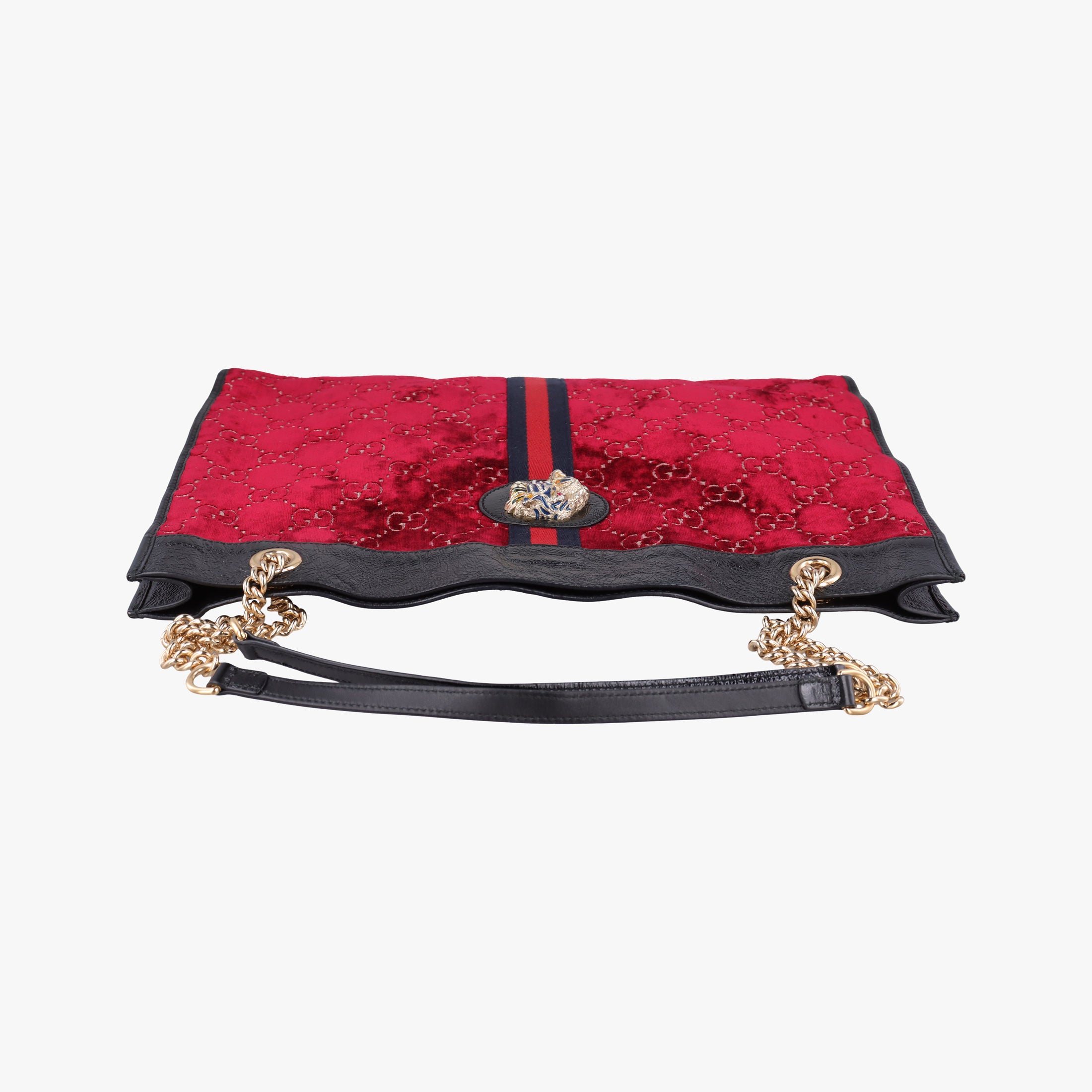 Vintage Gucci Rajah Red × Black velour × Leather 537219 shoulderbag | stylenewstar