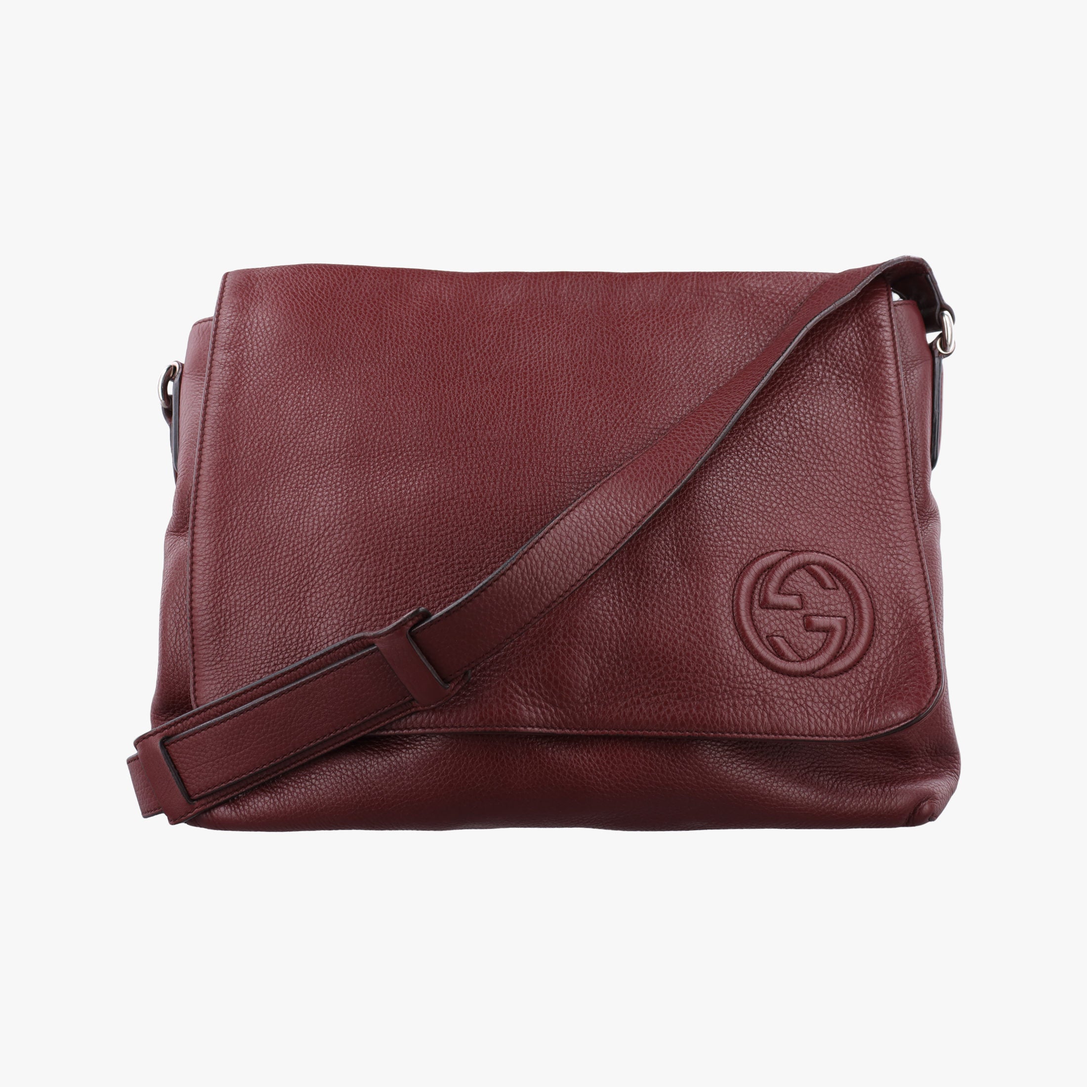 Pre-owned Gucci Interlocking G Logo Soho Messenger Burgundy Leather 322056 shoulderbag | stylenewstar
