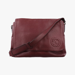 Pre-owned Gucci Interlocking G Logo Soho Messenger Burgundy Leather 322056 shoulderbag | stylenewstar