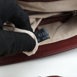 Pre-owned Gucci Interlocking G Logo Soho Messenger Burgundy Leather 322056 shoulderbag | stylenewstar