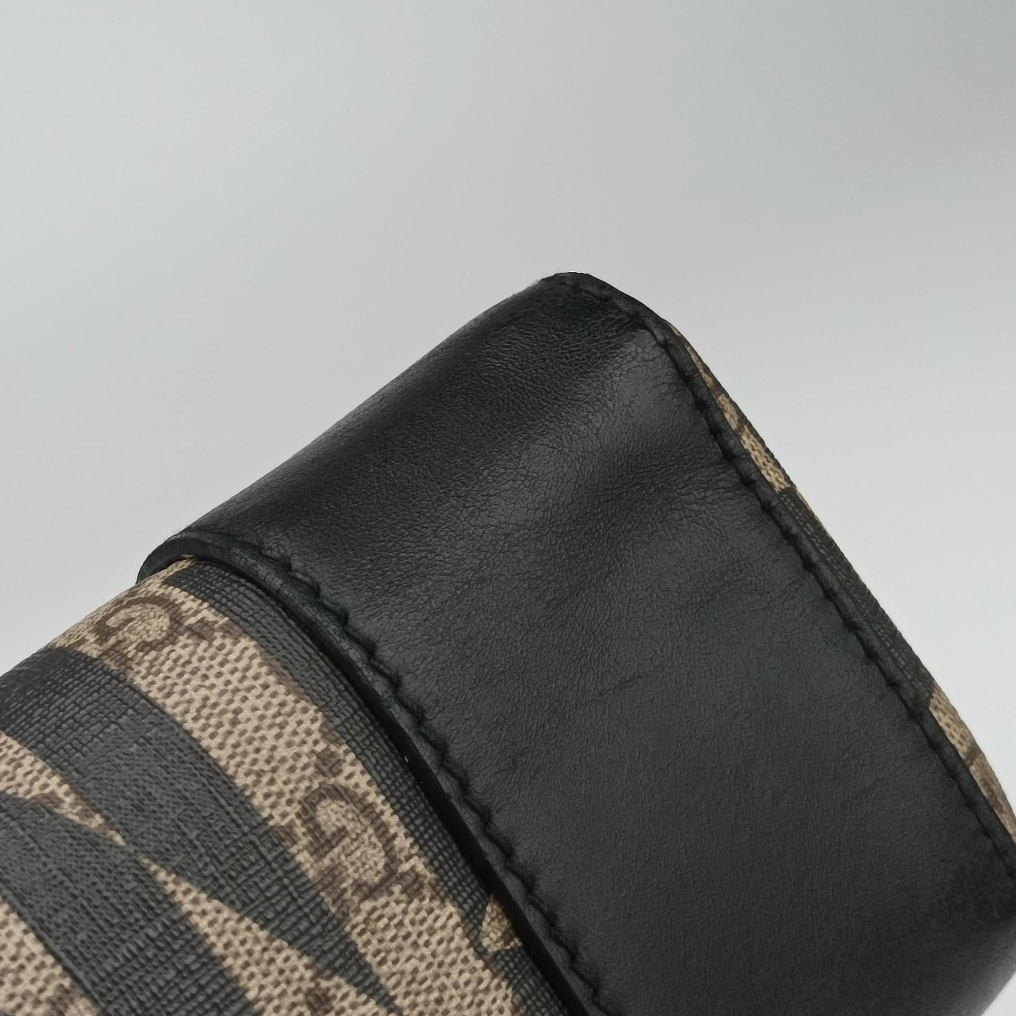 Pre-owned Gucci KALEIDO beige×black PVC coated canvas×Leather 406384 handbag | stylenewstar