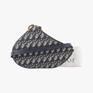 Pre-owned Christian Dior Saddle Navy×Gray Jacquard  shoulderbag | stylenewstar